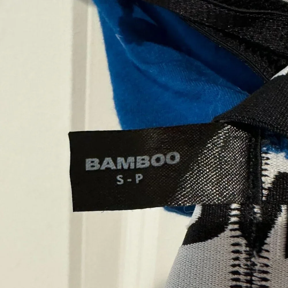 Blue‎ Bamboo Banded Triangle Mesh Bra - Size Small